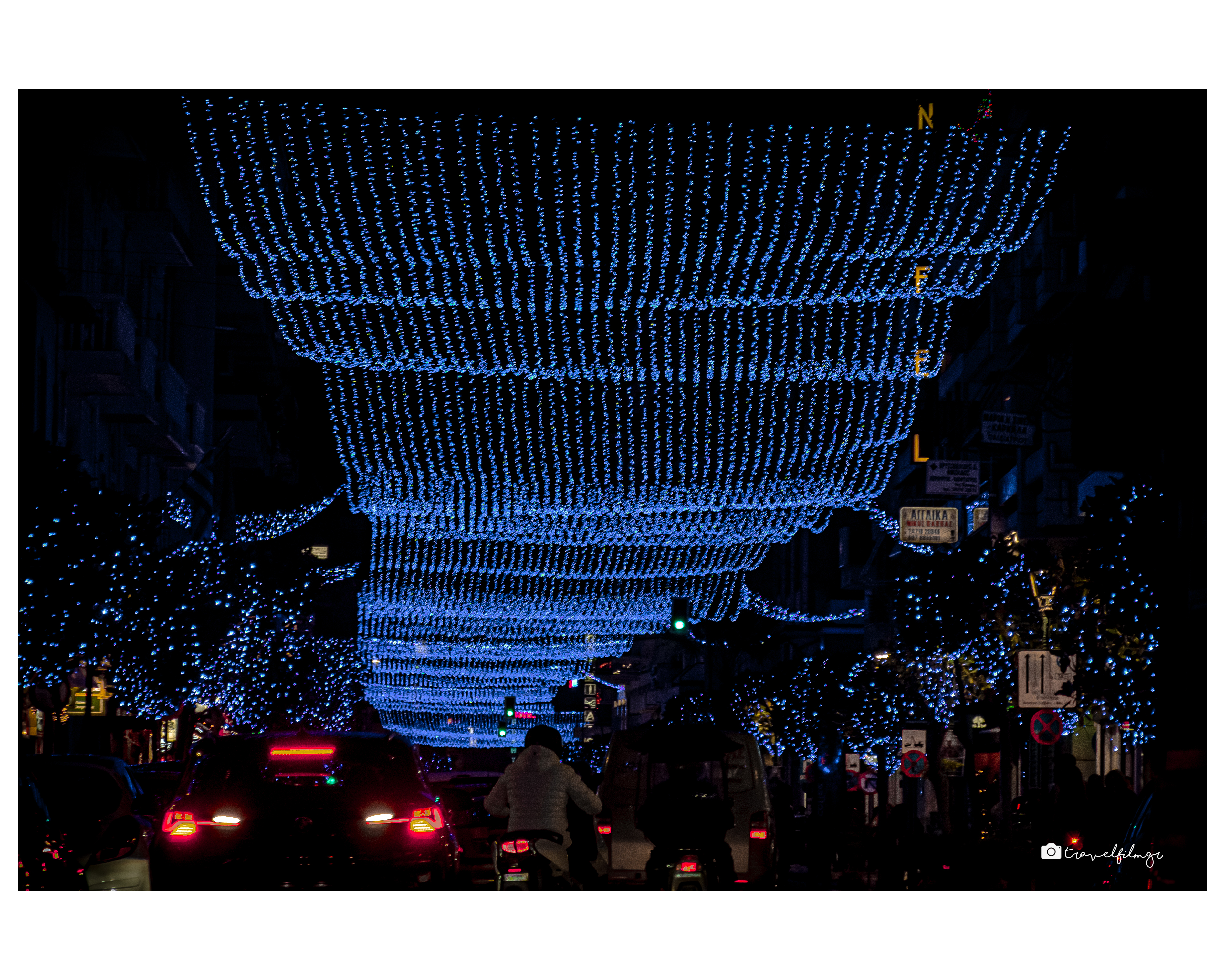 Street Under Christmas Lights